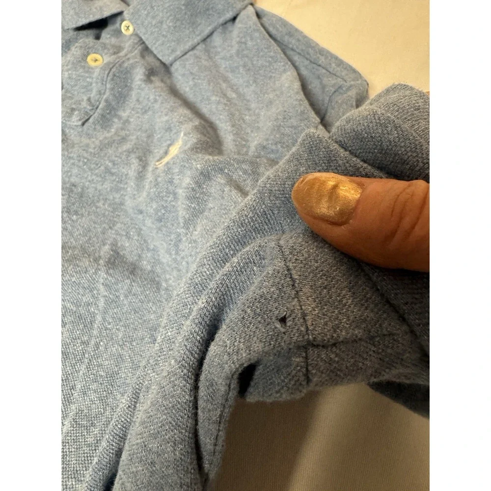 Polo‎ Ralph Lauren Blue Short Sleeve Sz L Polo shirt Tiny Hole As Pictured